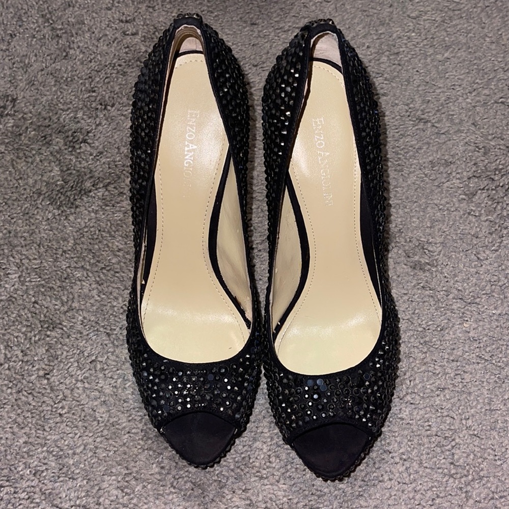 Enzo Angiolini Sparkly Black Heels 8.5